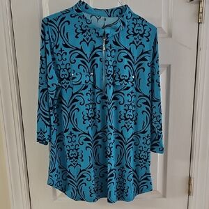 Blue Patterned Women's Top